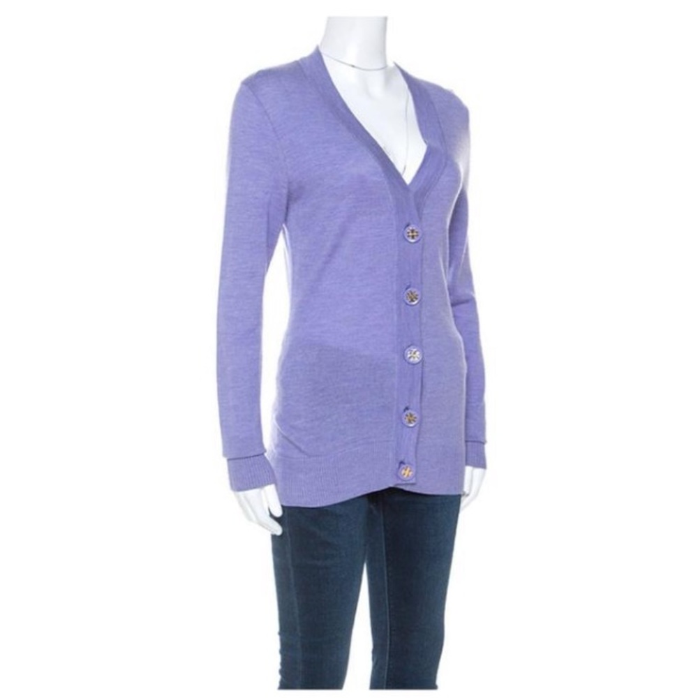 Tory Burch Wool Lavender Wool Cardigan